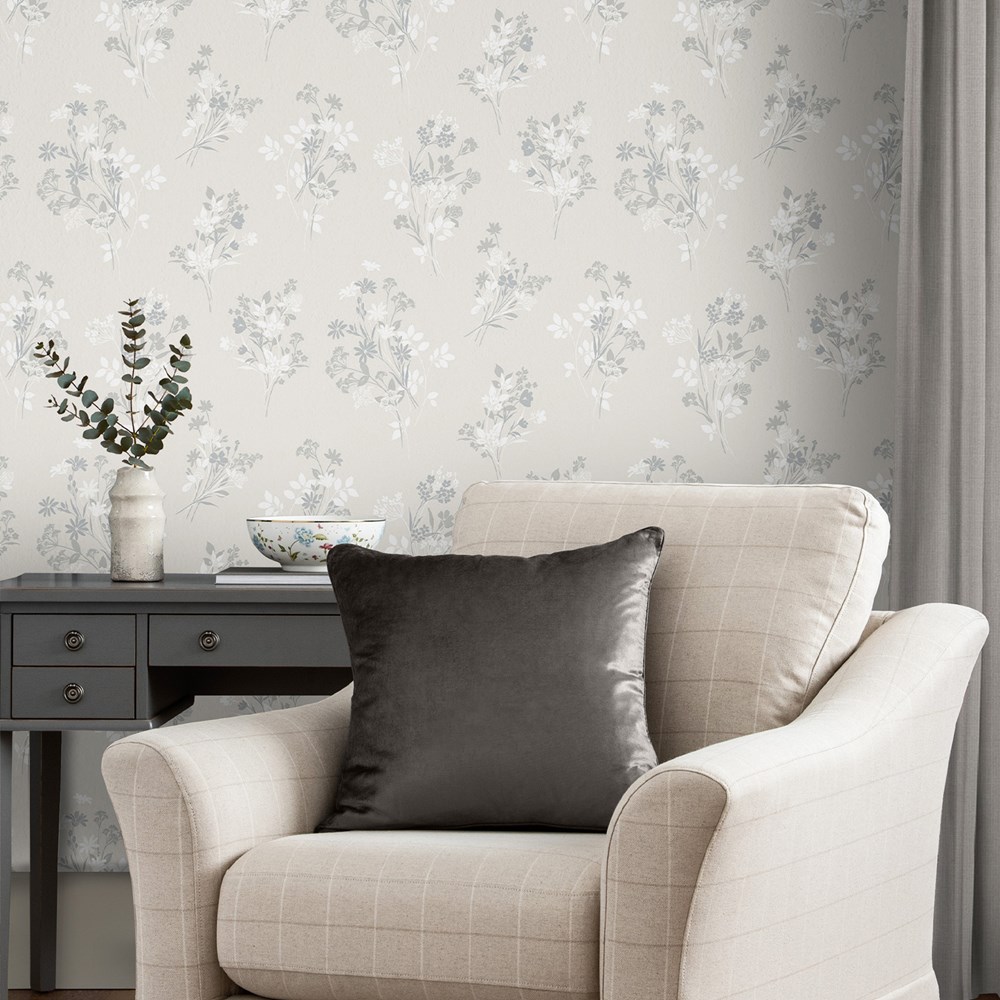 Igerna Floral Wallpaper 119856 by Laura Ashley in Natural